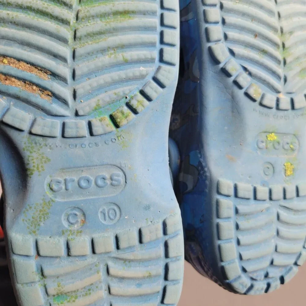 Kids Crocs C10 Blue Camo Slip-On‎ Shoes With Adjustable Strap